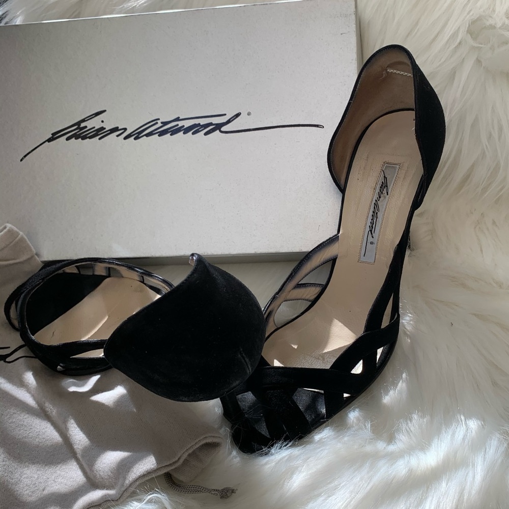 Brian Atwood Shoes, black suede/leather sole❤️